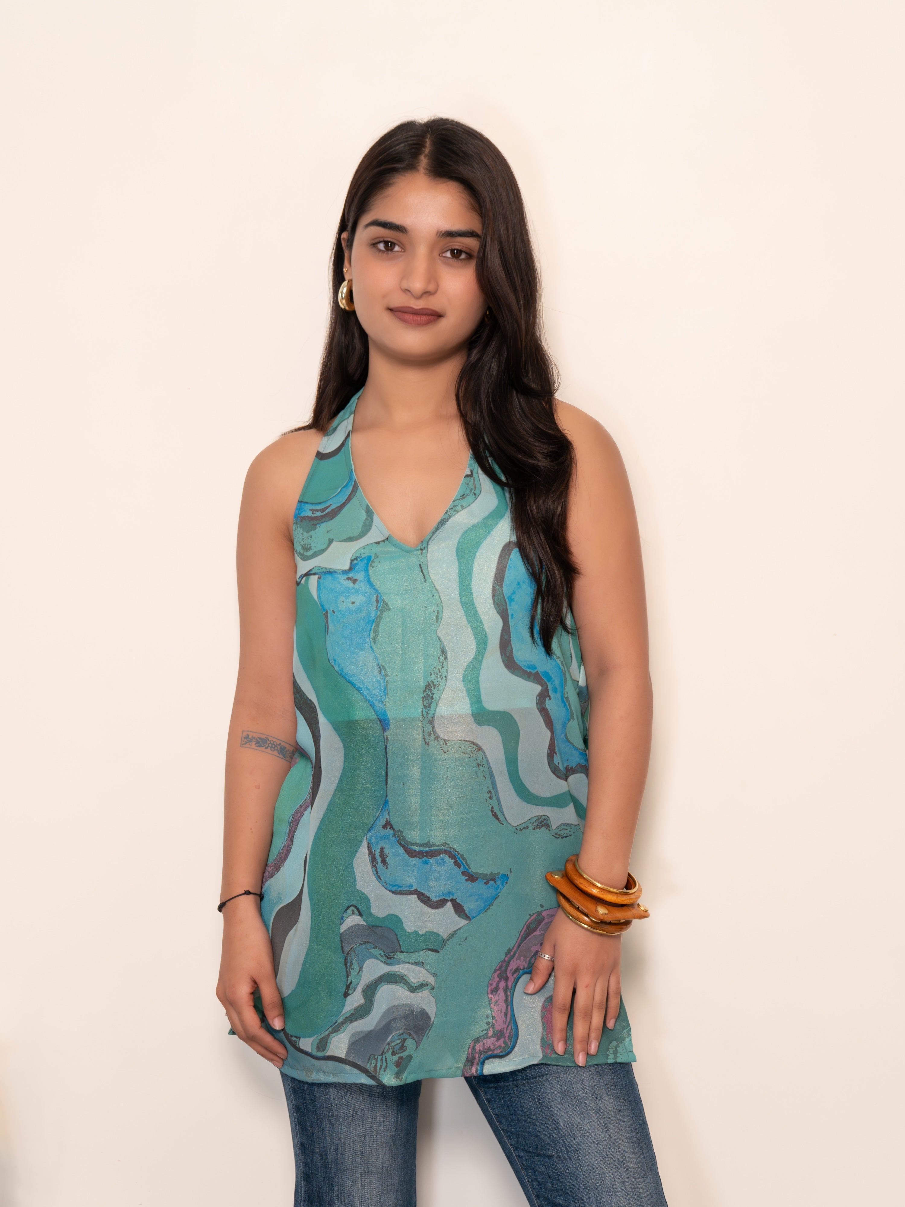Tara Halter Neck Short Kurti