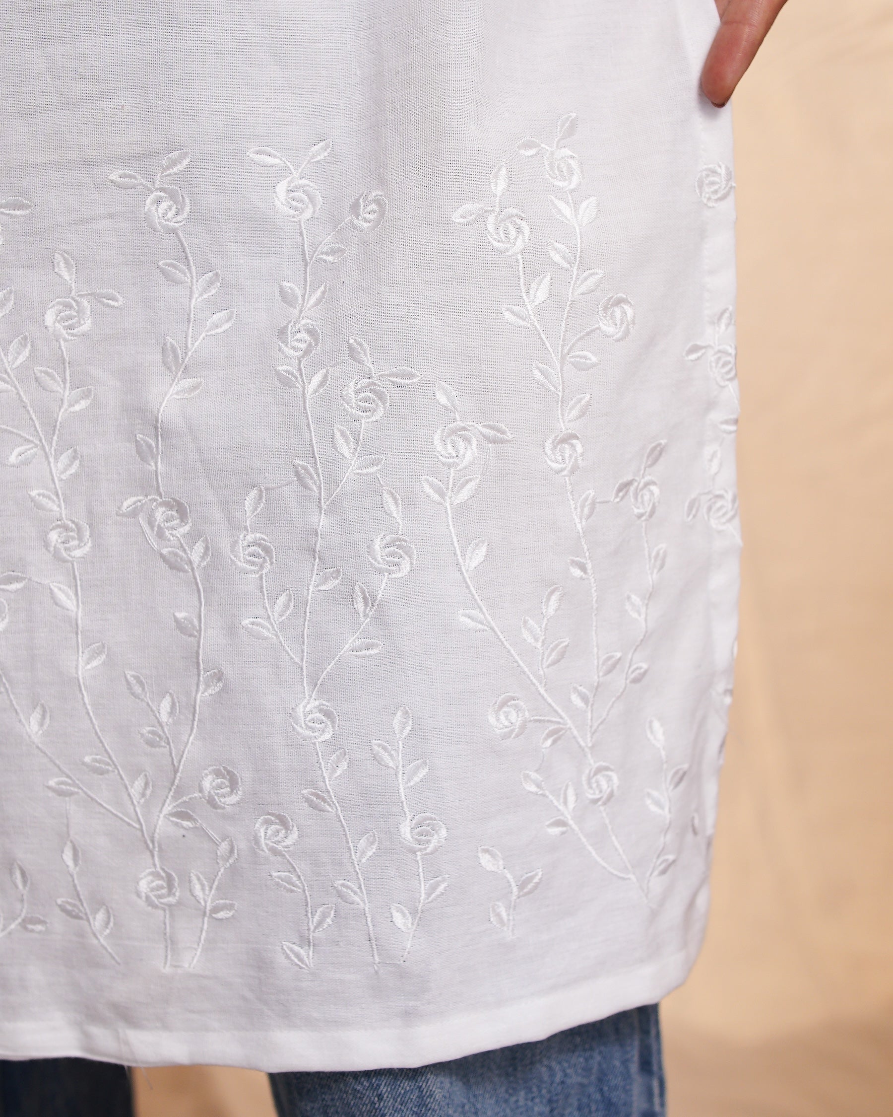 Daisy Embroidered Long Kurti