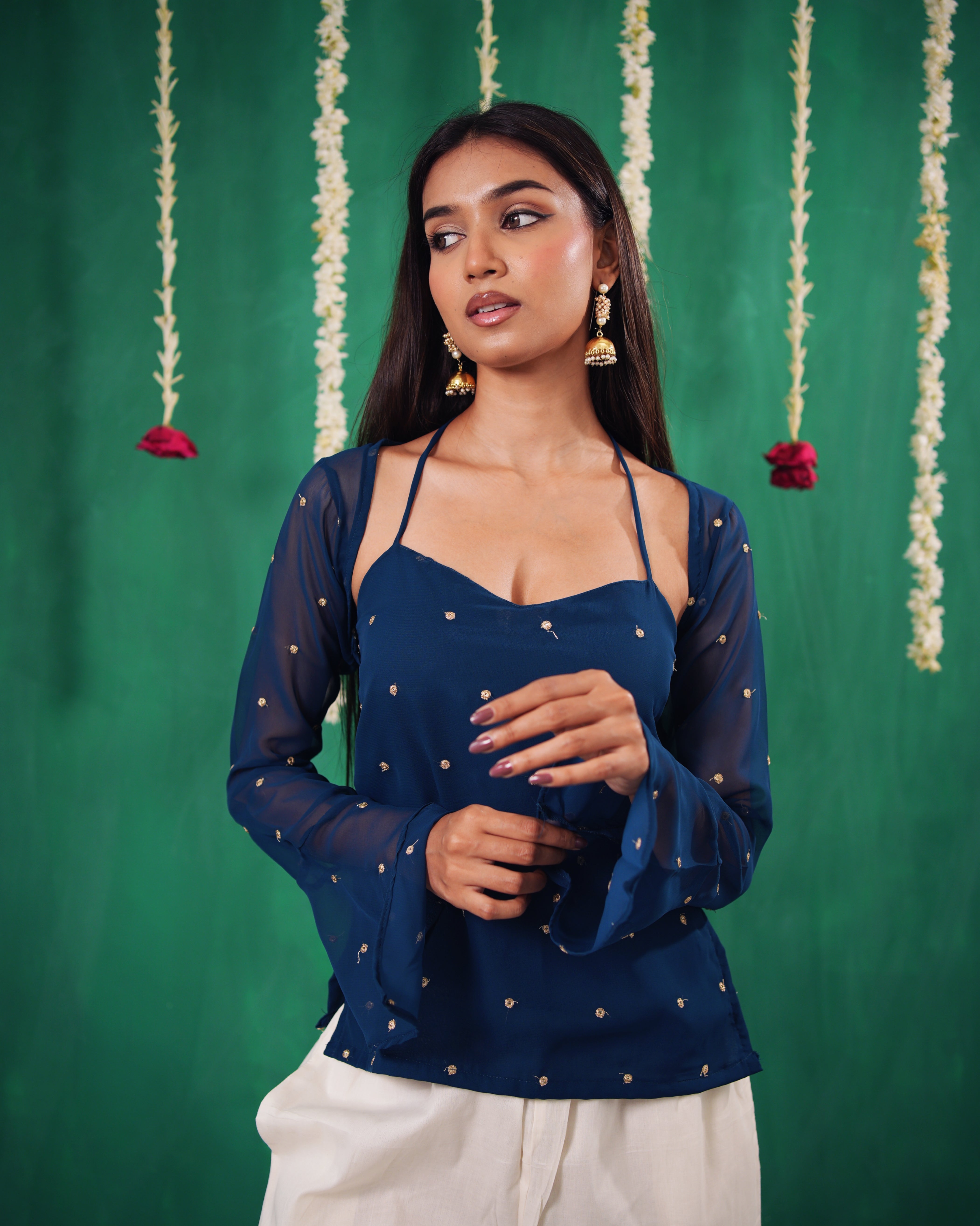 Raseeli Halter Neck Kurti with Bolero