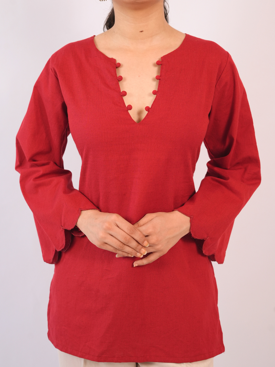 Mirchi Scallop Sleeved Short Kurti