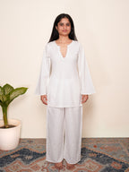 Sukoon Embroidered Bell Sleeved Kurta Set