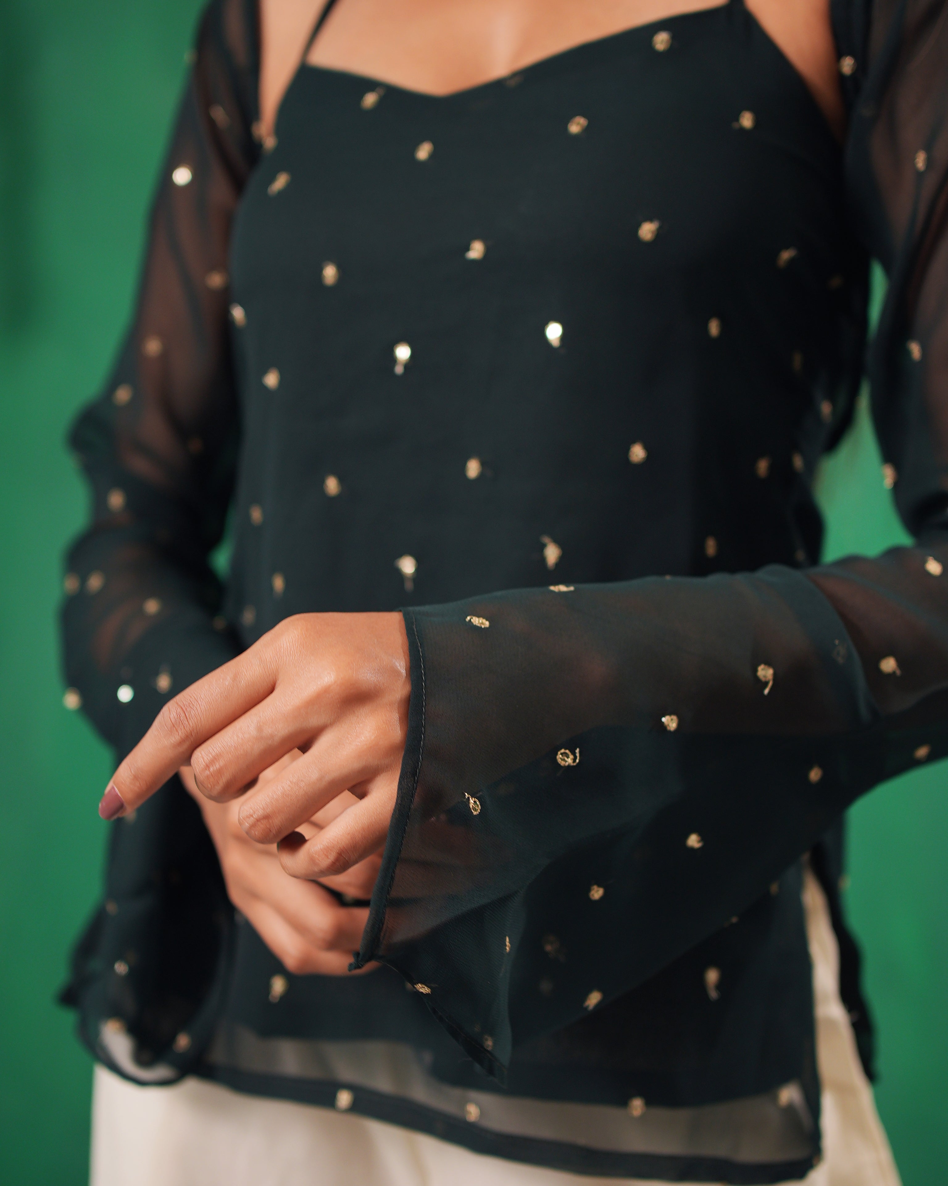 Chamkeeli Halter Neck Kurti with Bolero