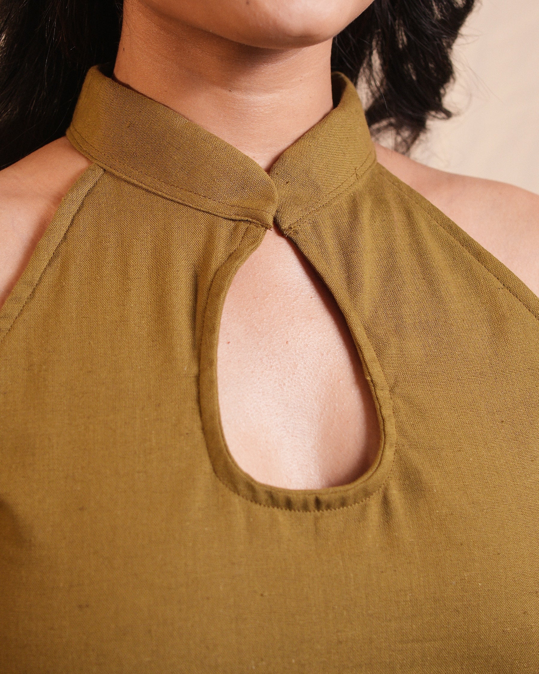 Olive Keyhole Kurta Set