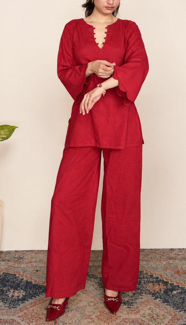 Mirchi Scallop Sleeved Kurta Set